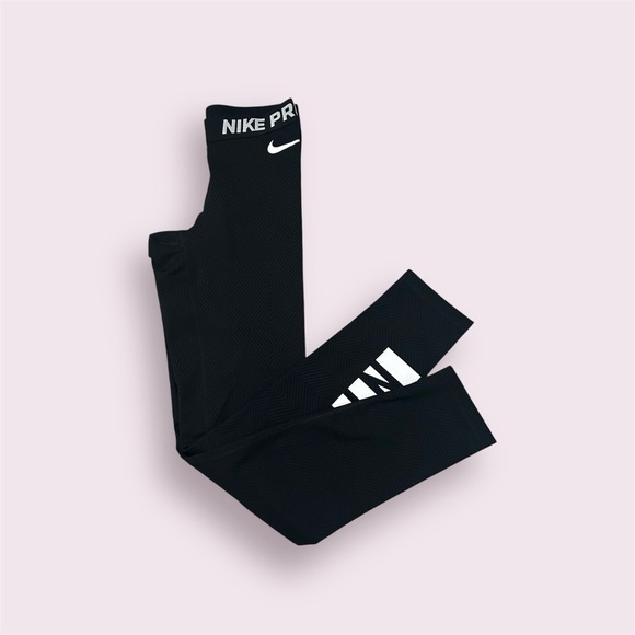 Nike Black textured Leggings Athletic Stretch Fit - Picture 2 of 4